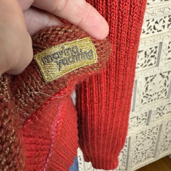 Vtg Marina Yachting Wool Blend Pink & Red Checkered Chunky Turtleneck Sweater - Picture 3 of 9